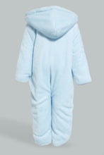 Load image into Gallery viewer, Redtag-Blue-Baby-Shark-Fluffy-Padded-Pram-Suit-Coats-Baby-0 to 12 Months
