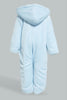 Redtag-Blue-Baby-Shark-Fluffy-Padded-Pram-Suit-Coats-Baby-0 to 12 Months