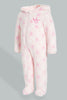Redtag-Pink-Crown--Hooded-Fluffy-Coat-Coats-Baby-0 to 12 Months