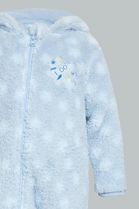 Redtag-Blue-Spaceship-Hooded-Fluffy-Coat-Coats-Baby-0 to 12 Months