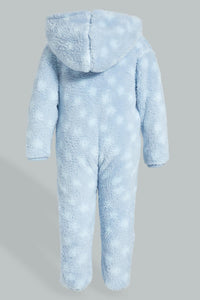 Redtag-Blue-Spaceship-Hooded-Fluffy-Coat-Coats-Baby-0 to 12 Months