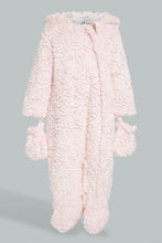 Load image into Gallery viewer, Redtag-Pink-Fur-Paded-Pramsuit-With-Mittens-Coats-Baby-0 to 12 Months
