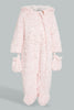 Redtag-Pink-Fur-Paded-Pramsuit-With-Mittens-Coats-Baby-0 to 12 Months