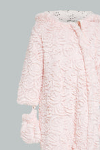 Load image into Gallery viewer, Redtag-Pink-Fur-Paded-Pramsuit-With-Mittens-Coats-Baby-0 to 12 Months

