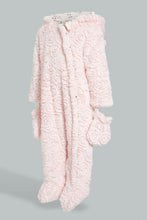Load image into Gallery viewer, Redtag-Pink-Fur-Paded-Pramsuit-With-Mittens-Coats-Baby-0 to 12 Months
