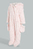 Redtag-Pink-Fur-Paded-Pramsuit-With-Mittens-Coats-Baby-0 to 12 Months