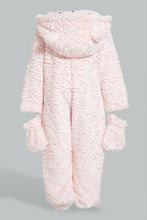 Load image into Gallery viewer, Redtag-Pink-Fur-Paded-Pramsuit-With-Mittens-Coats-Baby-0 to 12 Months
