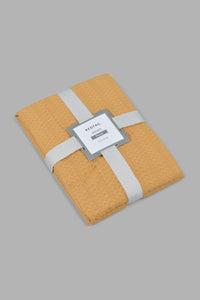 Redtag-Mustard-Waffle-Throw-Colour:Mustard,-Filter:Home-Bedroom,-HMW-BED-Throws,-New-In,-New-In-HMW-BED,-Non-Sale,-Section:Homewares,-W21B-Home-Bedroom-