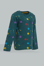 Load image into Gallery viewer, Redtag-Grey-Melange-Music-Printed-Long-Sleeve-Tshirt-Long-Sleeves-Infant-Boys-3 to 24 Months
