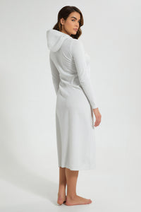 Redtag-Grey-Melange-Placement-Printed-Nightgown-With-Hoodie-Nightgowns-Women's-