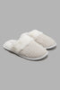 Redtag-Ivory-Chenille-Slipper-With-Fur-Trim-Slippers-Women's-