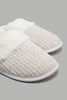 Redtag-Ivory-Chenille-Slipper-With-Fur-Trim-Slippers-Women's-