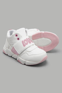 Redtag-White-Glitter-Trim-High-Top-Sneaker-Character,-Colour:White,-Filter:Girls-Footwear-(3-to-5-Yrs),-GIR-Trainers,-New-In,-New-In-GIR-FOO,-Non-Sale,-W21B-Girls-3 to 5 Years