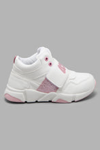 Load image into Gallery viewer, Redtag-White-Glitter-Trim-High-Top-Sneaker-Character,-Colour:White,-Filter:Girls-Footwear-(3-to-5-Yrs),-GIR-Trainers,-New-In,-New-In-GIR-FOO,-Non-Sale,-W21B-Girls-3 to 5 Years
