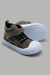 Redtag-Dark-Grey-Slogan-Pump-Colour:Dark-Grey,-Filter:Boys-Footwear-(1-to-3-Yrs),-INB-Trainers,-New-In,-New-In-INB-FOO,-Non-Sale,-W21B-Infant-Boys-1 to 3 Years