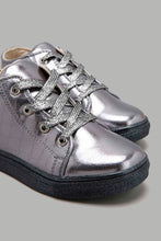 Load image into Gallery viewer, Redtag-Mid-Grey-Metallic-High-Top-Sneaker-Sneakers-Girls-3 to 5 Years
