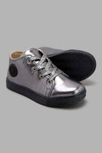 Load image into Gallery viewer, Redtag-Mid-Grey-Metallic-High-Top-Sneaker-Sneakers-Girls-3 to 5 Years
