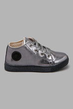 Load image into Gallery viewer, Redtag-Mid-Grey-Metallic-High-Top-Sneaker-Sneakers-Girls-3 to 5 Years
