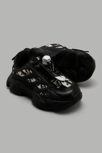 Redtag-Black-Chunky-Sneaker-Character,-Colour:Black,-Filter:Girls-Footwear-(3-to-5-Yrs),-GIR-Trainers,-New-In,-New-In-GIR-FOO,-Non-Sale,-W21B-Girls-3 to 5 Years