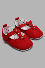 Load image into Gallery viewer, Redtag-Red-Pram-Shoe-With-Floral-Trim-Pumps-Baby-0 to 18 Months
