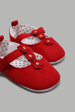 Load image into Gallery viewer, Redtag-Red-Pram-Shoe-With-Floral-Trim-Pumps-Baby-0 to 18 Months
