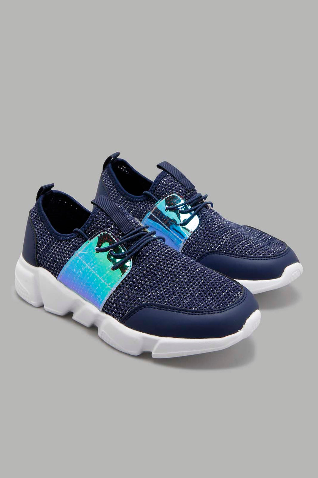 Redtag-Navy-Glitter-Knit-Sneaker-Character,-Colour:Navy,-Filter:Girls-Footwear-(5-to-14-Yrs),-GSR-Trainers,-New-In,-New-In-GSR-FOO,-Non-Sale,-W21B-Senior-Girls-5 to 14 Years