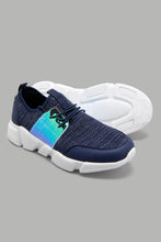 Load image into Gallery viewer, Redtag-Navy-Glitter-Knit-Sneaker-Character,-Colour:Navy,-Filter:Girls-Footwear-(5-to-14-Yrs),-GSR-Trainers,-New-In,-New-In-GSR-FOO,-Non-Sale,-W21B-Senior-Girls-5 to 14 Years
