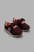 Load image into Gallery viewer, Redtag-Burgundy-Bow-Trim-Sneaker-Character,-Colour:Burgundy,-Filter:Girls-Footwear-(1-to-3-Yrs),-ING-Casual-Shoes,-New-In,-New-In-ING-FOO,-Non-Sale,-W21B-Infant-Girls-1 to 3 Years
