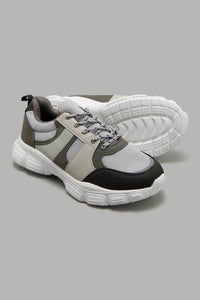 Redtag-Mid-Grey-Chunky-Sneaker-Sneakers-Senior-Girls-5 to 14 Years