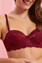 Load image into Gallery viewer, Maroon And Cream Padded Balconette Bra Set (2 Piece)
