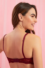 Load image into Gallery viewer, Maroon And Cream Padded Balconette Bra Set (2 Piece)
