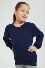 Load image into Gallery viewer, Redtag-Navy-Bow-Applique-Pullover-Colour:Navy,-Filter:Girls-(2-to-8-Yrs),-Girls-Pullovers,-New-In,-New-In-GIR,-Non-Sale,-Section:Kidswear,-TBL,-W21B-Girls-2 to 8 Years
