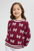 Redtag-Burgandy-Bow-Jacquard-Pullover-Colour:Burgundy,-Filter:Girls-(2-to-8-Yrs),-Girls-Pullovers,-New-In,-New-In-GIR,-Non-Sale,-Section:Kidswear,-TBL,-W21B-Girls-2 to 8 Years