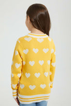 Load image into Gallery viewer, Redtag-Mustard-Heart-Jacquard-Pullover-Colour:Mustard,-Filter:Girls-(2-to-8-Yrs),-Girls-Pullovers,-New-In,-New-In-GIR,-Non-Sale,-Section:Kidswear,-TBL,-W21B-Girls-2 to 8 Years
