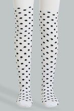 Load image into Gallery viewer, Cream Polka Dotted Tights
