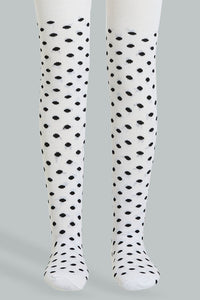 Cream Polka Dotted Tights