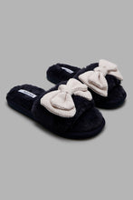 Load image into Gallery viewer, Redtag-Navy-Bow-Trim-Slipper-Character,-Colour:Navy,-Filter:Women&#39;s-Footwear,-New-In,-New-In-Women-FOO,-Non-Sale,-W21B,-Women-Slippers-Women&#39;s-
