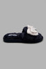 Redtag-Navy-Bow-Trim-Slipper-Character,-Colour:Navy,-Filter:Women's-Footwear,-New-In,-New-In-Women-FOO,-Non-Sale,-W21B,-Women-Slippers-Women's-