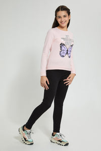 Redtag-Black-Paperbagwaist-Jegging-With-Belt-Jeggings-Senior-Girls-9 to 14 Years