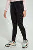 Redtag-Black-Paperbagwaist-Jegging-With-Belt-Jeggings-Senior-Girls-9 to 14 Years