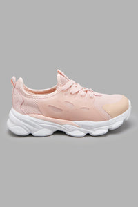 Redtag-Pink-Lace-Up-Sneaker-With-Overlay-Character,-Colour:Pale-Pink,-Filter:Women's-Footwear,-New-In,-New-In-Women-FOO,-Non-Sale,-W21B,-Women-Trainers-Women's-