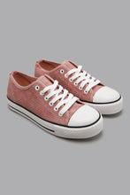 Load image into Gallery viewer, Redtag-Pink-Corduroy-Lace-Up-Sneaker-Character,-Colour:Pale-Pink,-Filter:Women&#39;s-Footwear,-New-In,-New-In-Women-FOO,-Non-Sale,-W21B,-Women-Trainers-Women&#39;s-
