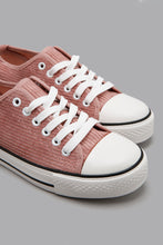 Load image into Gallery viewer, Redtag-Pink-Corduroy-Lace-Up-Sneaker-Character,-Colour:Pale-Pink,-Filter:Women&#39;s-Footwear,-New-In,-New-In-Women-FOO,-Non-Sale,-W21B,-Women-Trainers-Women&#39;s-
