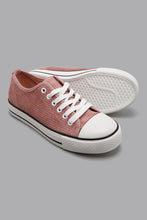 Load image into Gallery viewer, Redtag-Pink-Corduroy-Lace-Up-Sneaker-Character,-Colour:Pale-Pink,-Filter:Women&#39;s-Footwear,-New-In,-New-In-Women-FOO,-Non-Sale,-W21B,-Women-Trainers-Women&#39;s-
