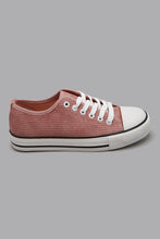 Load image into Gallery viewer, Redtag-Pink-Corduroy-Lace-Up-Sneaker-Character,-Colour:Pale-Pink,-Filter:Women&#39;s-Footwear,-New-In,-New-In-Women-FOO,-Non-Sale,-W21B,-Women-Trainers-Women&#39;s-
