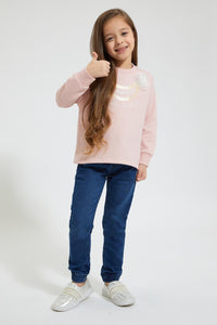 Redtag-Pink-Chest-Print-Sweatshirt-Colour:Pink,-Filter:Girls-(2-to-8-Yrs),-Girls-Sweatshirts,-New-In,-New-In-GIR,-Non-Sale,-Section:Kidswear,-W21B-Girls-2 to 8 Years