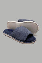 Load image into Gallery viewer, Redtag-Navy-Textured-Slipper-Slippers-Men&#39;s-
