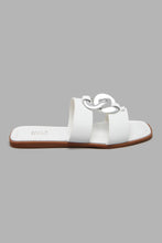 Load image into Gallery viewer, Redtag-White-Mule-With-Silver-Chain-Trim-Character,-Colour:White,-Filter:Women&#39;s-Footwear,-New-In,-New-In-Women-FOO,-Non-Sale,-W21B,-Women-Casual-Sandals-Women&#39;s-
