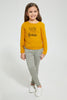 Redtag-Mustard-Solid-Drop-Needle-T-Shirt-Long-Sleeves-Girls-2 to 8 Years