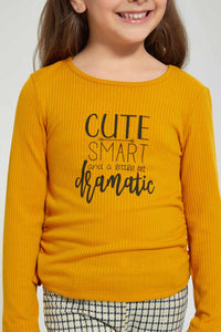 Mustard Slogan Print T-Shirt